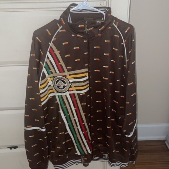 LRG Lifted Research Group Guiding Star Warm Up Jacket Full Zip Brown Men's XXL - Picture 2 of 9